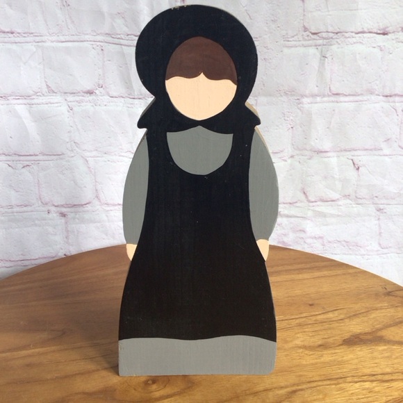 Vintage Wooden Amish Couple Figurine Pair - Picture 2 of 7